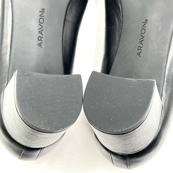 8D 8W 8 WIDE WIDTH Aravon Womens Classic Career Dress Black Leather Pumps Heels - Picture 12 of 15